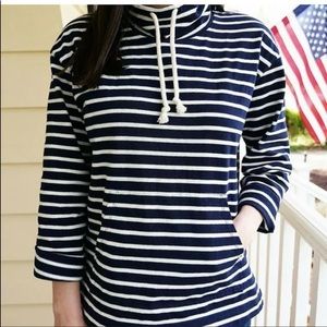 NWT! JCrew Funnelneck Breton Stripe Sweatshirt XXS